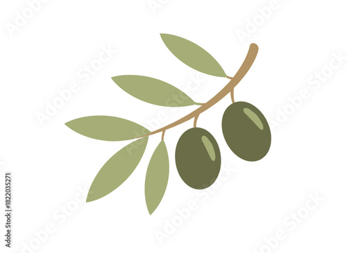 A sea buckthorn plant sprouting on a leafy branch, featuring fresh berries and foliage, depicted as a colorful flat vector illustration on a white background