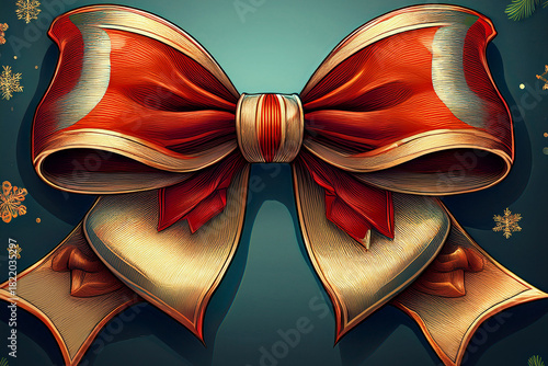 Vibrant Christmas Bow Illustration With Festive Decor Generative AI
