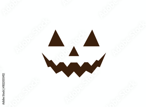 A spooky Halloween grin with a terrifying, creepy smile, a monster stencil featuring eyes, mouth, and teeth for carving, a black horror silhouette laughing, all rendered as a flat vector illustration
