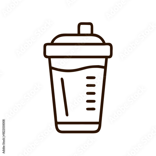 Protein shake in clear blender cup on white background  