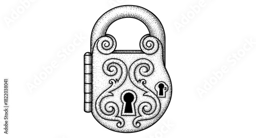 Intricate vintage lock design with elegant filigree details