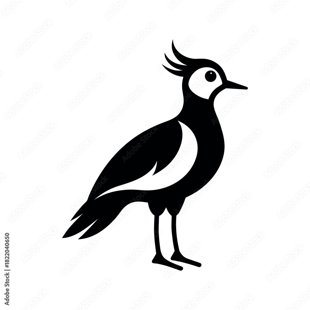 Obraz premium Lapwing Black Silhouette Vector Illustration