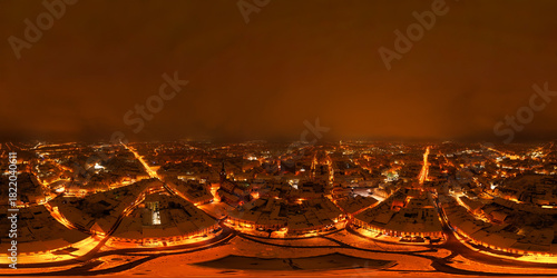 360° VR Night Panorama: Tarnów Cathedral and Historic Old Town Streets