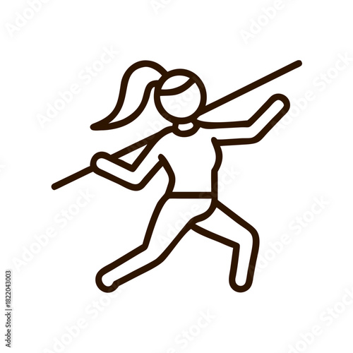 Woman throwing javelin in athletic stance with energetic expression  