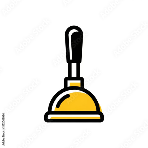 Yellow plunger with black handle isolated on white background