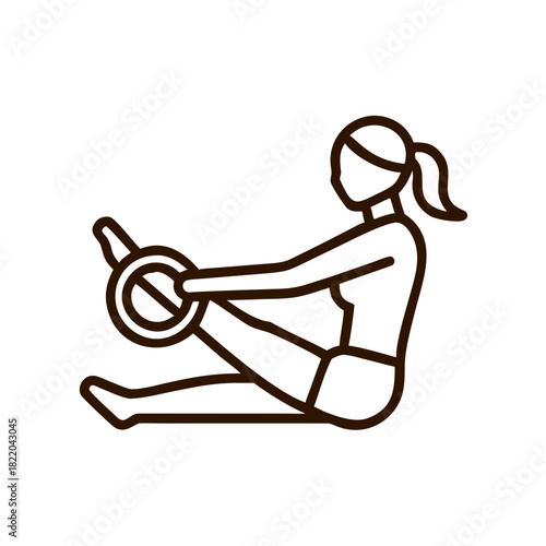 Woman practicing Pilates with a ring using seated position  