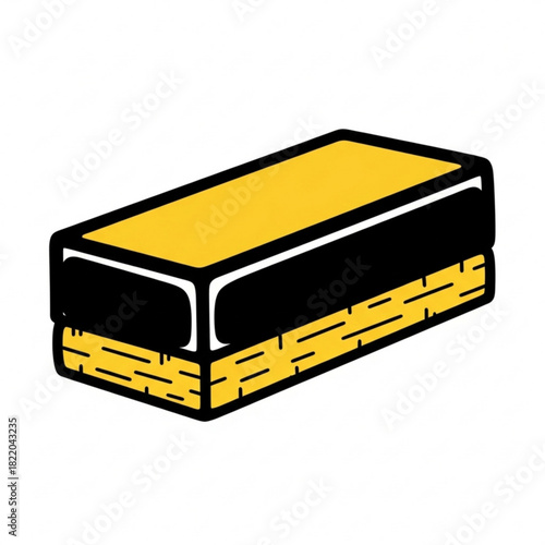 Yellow and black chalk eraser isolated on white background