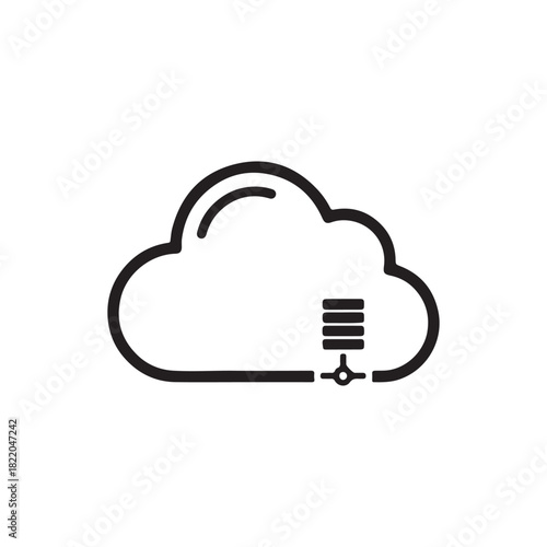 Solid style minimalist cloud shape representing network storage on white back ground