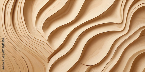 Luxurious golden brown silk wood texture with a soft, flowing wave pattern for elegant textile design