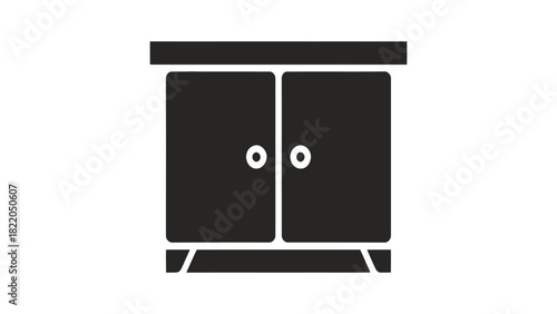 Print Small Cabinet or Cupboard Furniture Icon Silhouette Vector illustration