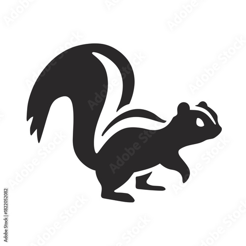 Stylized silhouette of a skunk with distinctive black and white markings