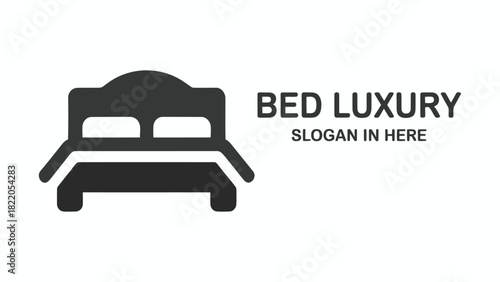 Print Elegant Luxury Hotel Bed Furniture Icon or Logo Design Vector illustration