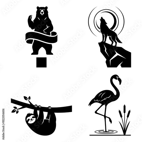 Photography Wild animals Abstract circular organic shapes on black geometric pattern