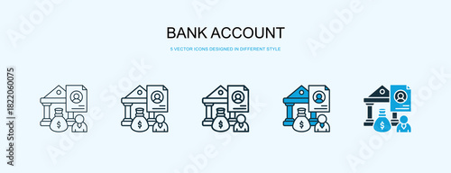 Bank Account Icon Different Style Vector Illustration
