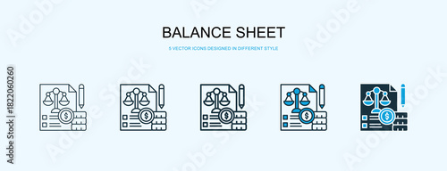Balance Sheet Icon Different Style Vector Illustration