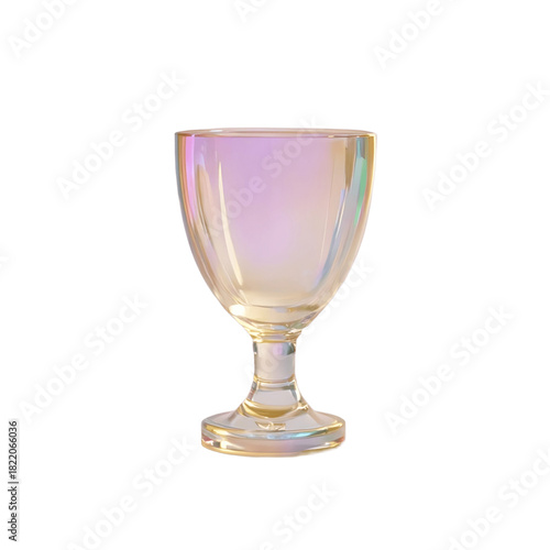 Victory Trophies, 3D Render of Golden and Iridescent Glass Award Cups.