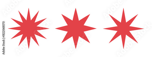 Simple Three Chicago Stars on White Background