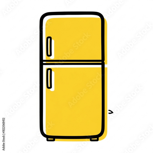Yellow refrigerator illustration isolated on white background