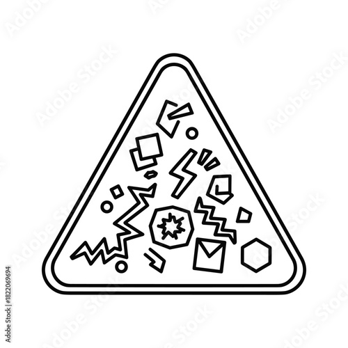 Abstract geometric triangle filled with diverse chaotic shapes, lines, and symbols, representing energy and complexity Free Download Abstract geometric triangle filled with diverse chaotic shapes, lines, and symbols, representing energy and complexity - GFXLoad