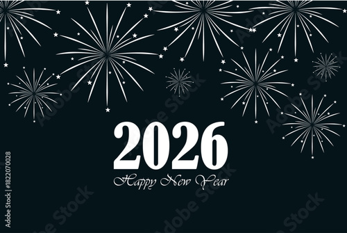 2026 New Year Celebration With Fireworks And Festive Design.