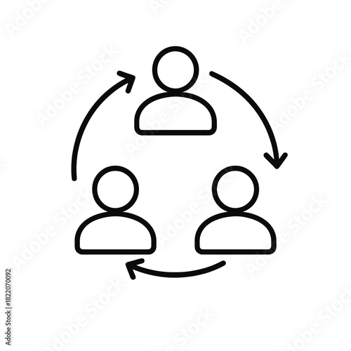 Fine line collaboration icon symbolizing teamwork and shared effort, ideal for project management visuals, organizational development and co-creation concepts