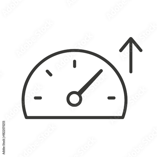 Fine line performance improvement icon symbolizing speed and efficiency upgrade, ideal for productivity visuals, system optimization and performance tracking