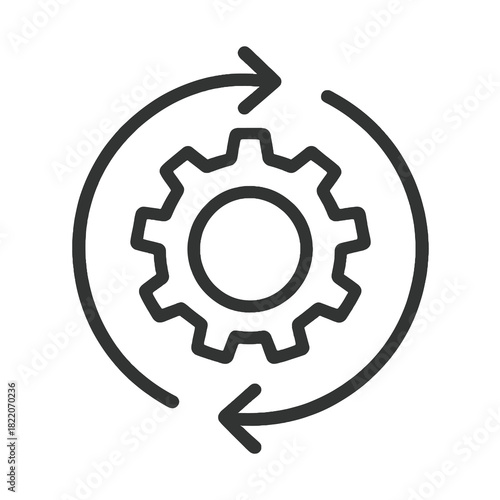Fine line automation loop icon symbolizing continuous workflow improvement, ideal for productivity platforms, business optimization and smart process systems