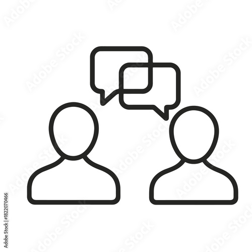 Fine line communication icon symbolizing dialogue and interpersonal skills, ideal for corporate training, teamwork visuals and leadership development content
