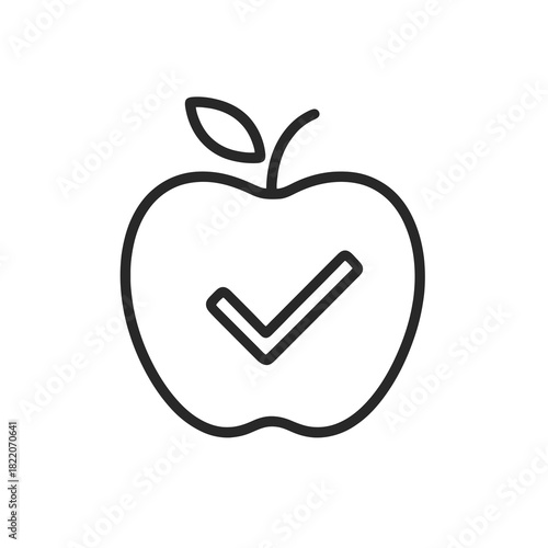 Fine line healthy food icon symbolizing nutritional balance, ideal for wellness visuals, diet planning platforms and health-related design materials
