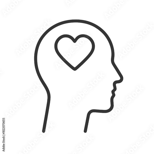 Fine line mental wellness icon symbolizing psychological care and emotional support, ideal for health apps, wellness platforms and personal development visuals