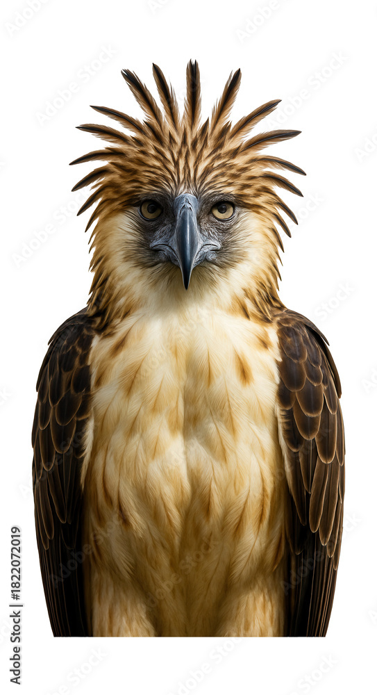 Fototapeta premium Philippine eagle featuring long crest feathers and a strong beak.