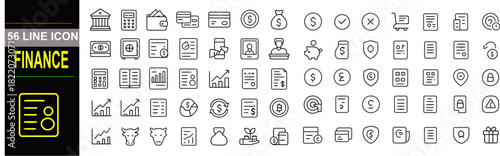 Finance Icon Set – Banking, Money, Investment, Accounting, Transactions – Vector Illustration