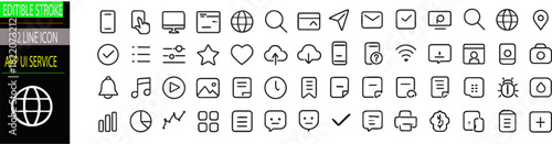 UI Icons – User Interface, Web and App Design, Dashboard, Buttons – Vector Outline Illustration