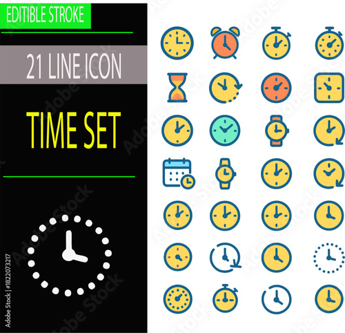 Clock Icon – Time, Alarm, Timer, Schedule – Outline Vector Illustration (EPS)