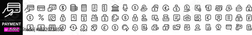 Payment icon set. containing money, wallet, refund, transaction, receipt, secured payment, purchase, paid, cashier, cash, e-commerce, exchange, credit card and more. Vector illustration.eps