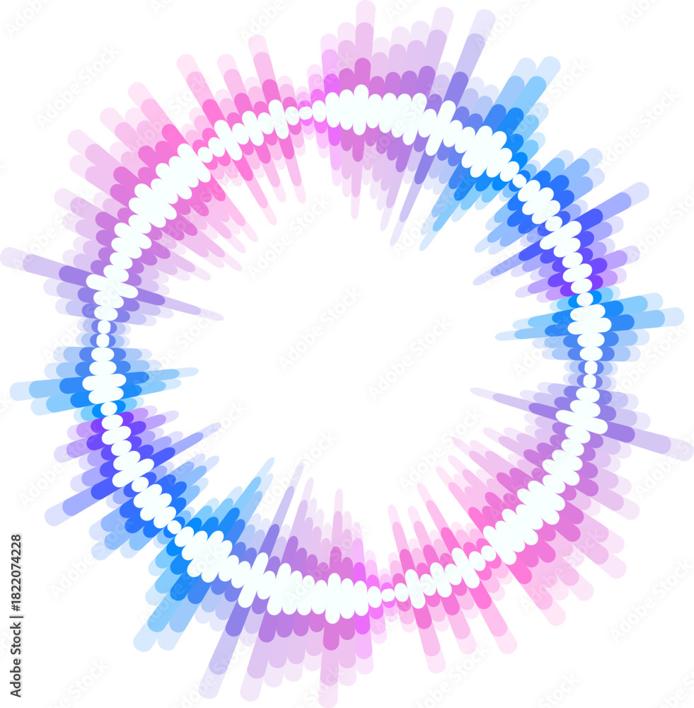 Obraz premium Neon ring with audio wave. Sonic vortex signal