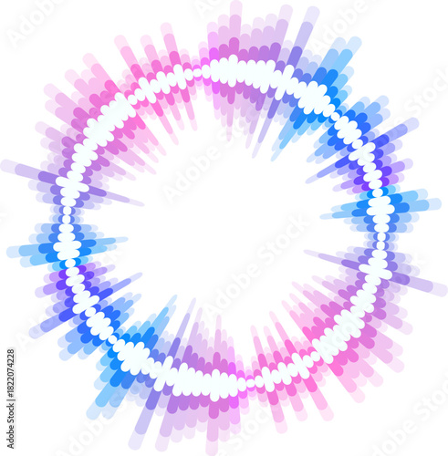 Neon ring with audio wave. Sonic vortex signal