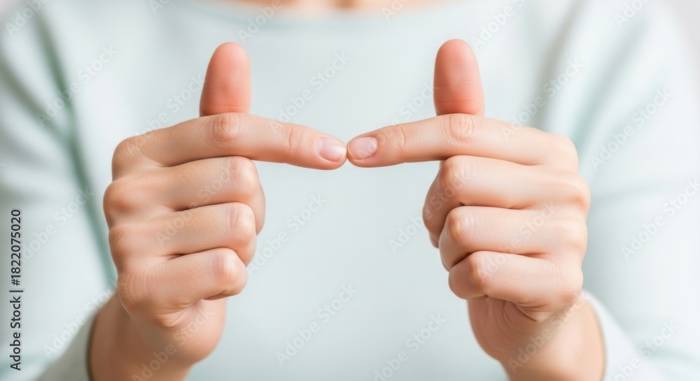 Naklejka premium Close-up of a person holding two fingers for a finger heart gesture