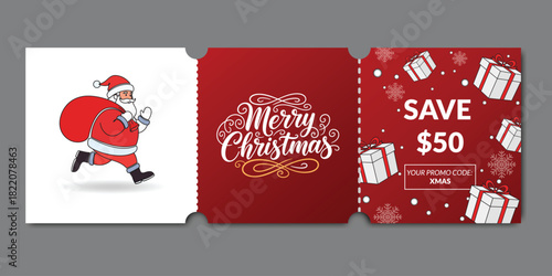 Christmas Savings Coupon Merry Festive Season Santa Gift Card Offer Promo