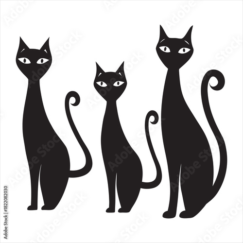 set of cats silhouettes