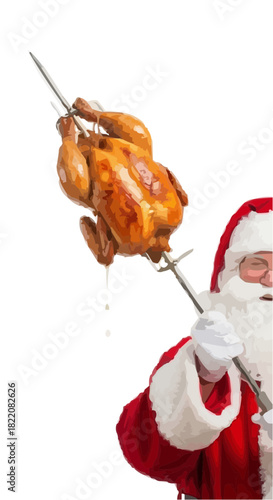 Vertical Santa Raising Crispy Chicken Skewer