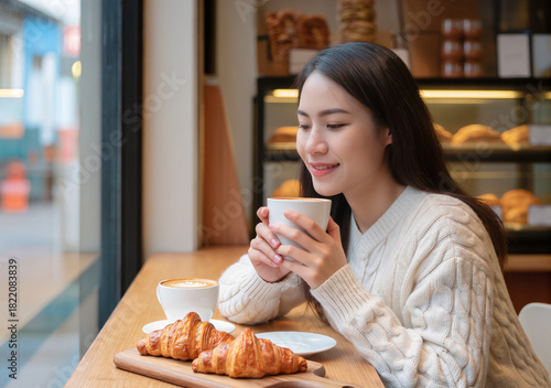 young woman in cafe