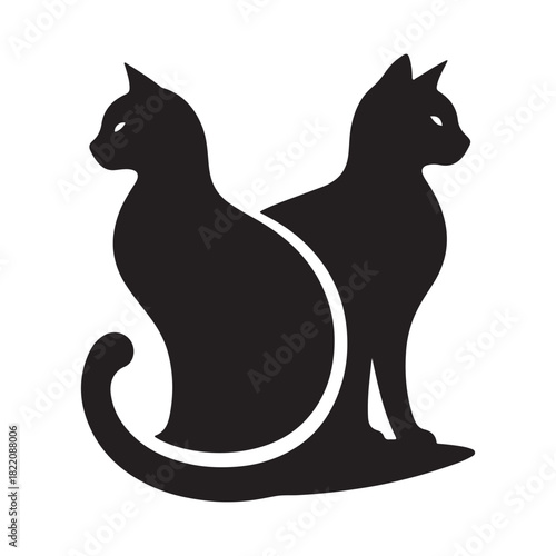 Two black cats facing away from each other, symbolizing contrast and duality.