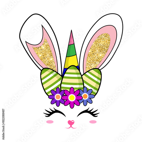 Cute easter bunny unicorn.