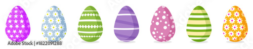 Set of Happy Easter eggs with different texture