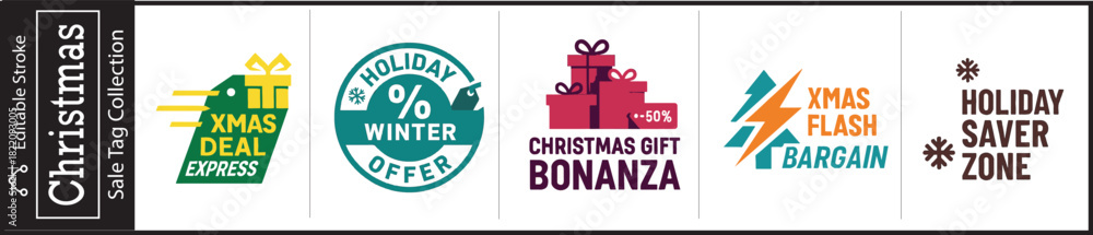 Fototapeta premium Unwrap Holiday Cheer with this Christmas Sale Tag Collection for Amazing Deals and Winter Offers to Make Your Business Shine Bright this Season