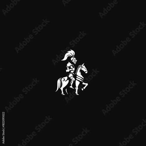 Knight on horse silhouette illustration against black background