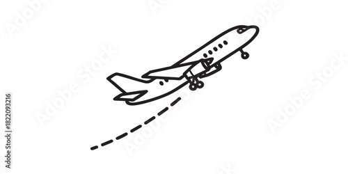 Airplane taking off outline icon vector