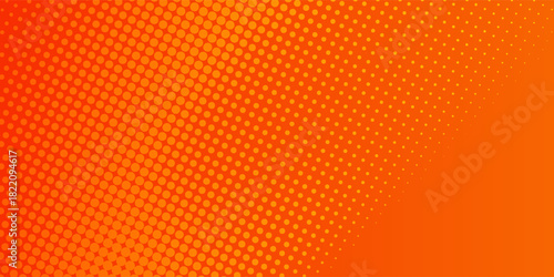 Orange halftone dots, abstract pattern with dark and bright gradient background. Suit for banner, web, poster, pamflet, brochure and presentation