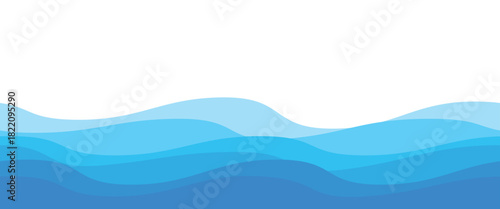 Seamless sea waves pattern. Water wave abstract design. Blue ocean wave layer